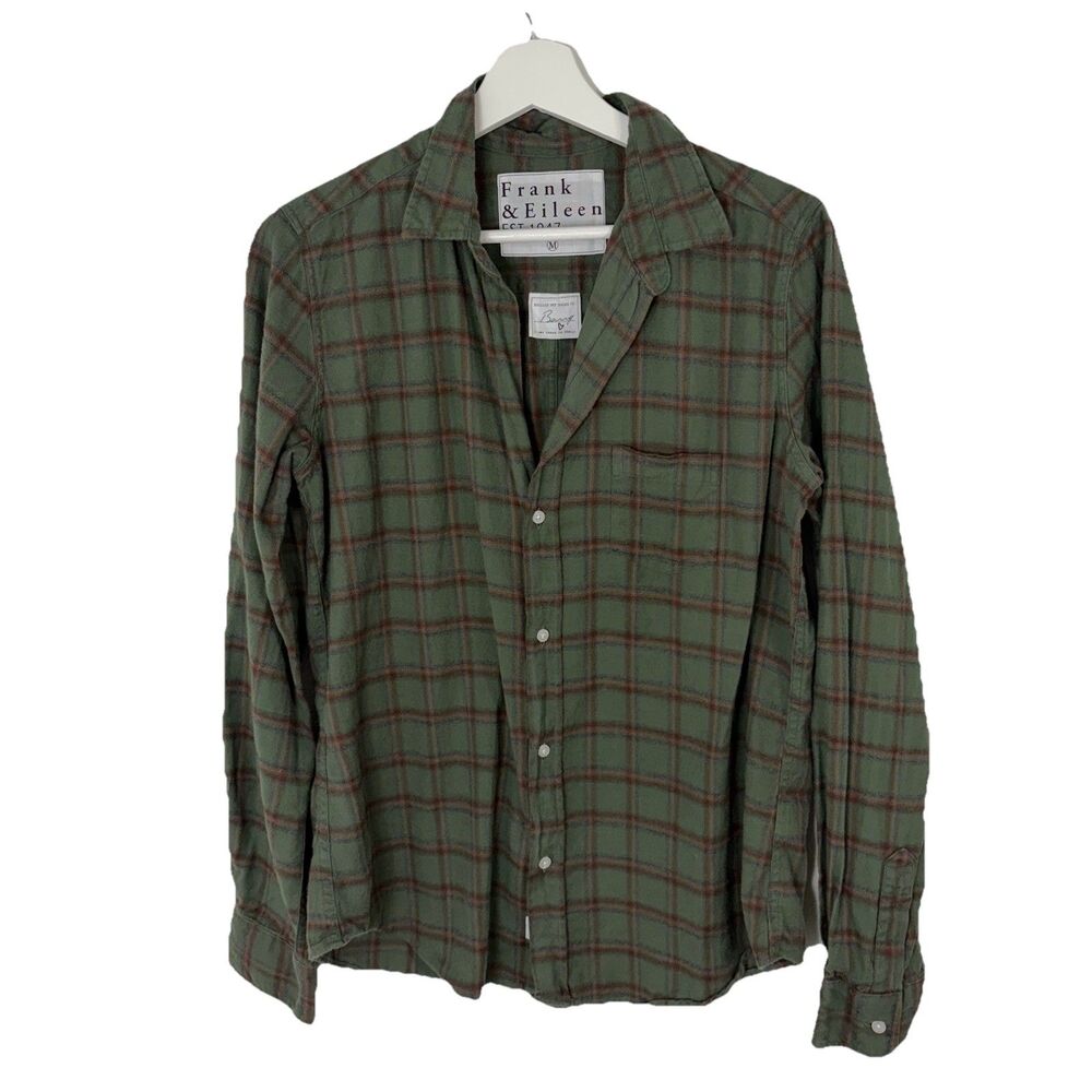 Frank & Eileen Button Front Barry Shirt Brushed 100% Cotton Green Plaid Medium